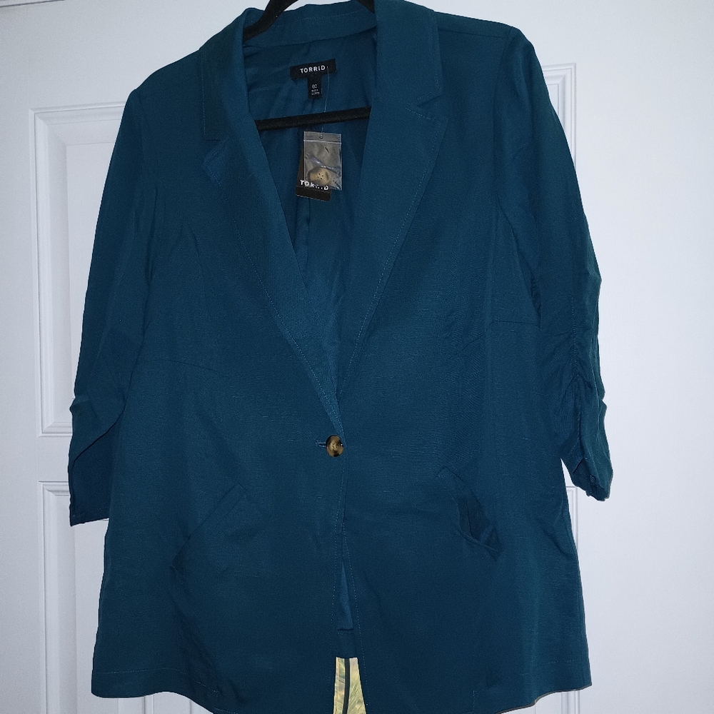 Torrid Studio Linen‎ Legion Blue Blazer 00 M/L 10 - Picture 13 of 13